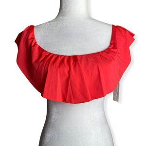 Trina Turk NWT $82 Getaway Off-the-Shoulder Top in Orange Poppy Women's Sz 6